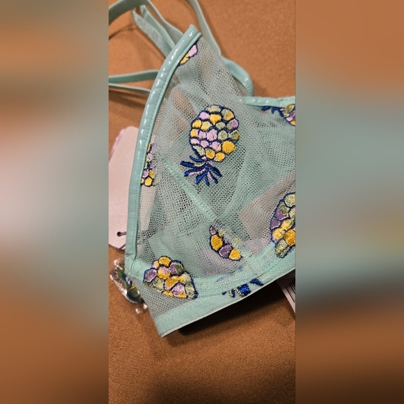 NWT Savage x Fenty Tutti Frutti Embroidered Tulle unlined pineapple bra - Picture 7 of 10